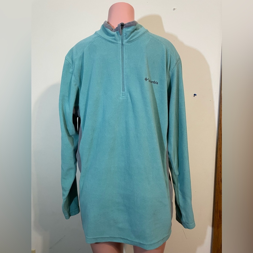 Columbia Quarter‎ Zip Fleece Mens large pullover Large Green with gray side